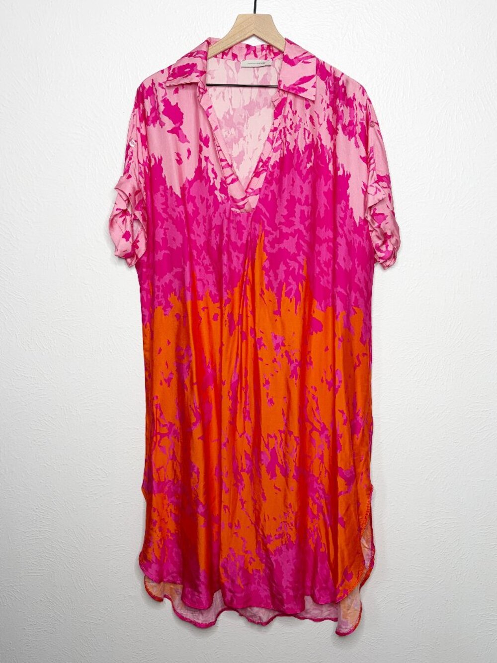 Jaki London Collared Pink & Orange Universal One Size Satin Dress
